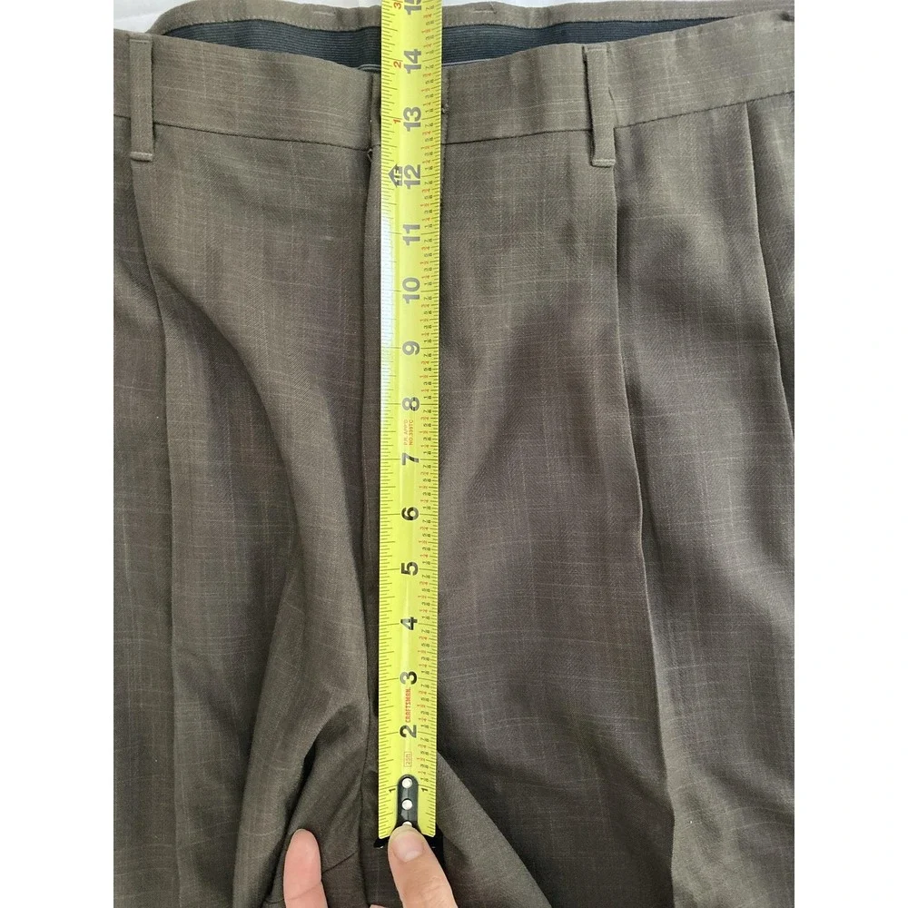 Claiborne Dress Pants Men 42x29 Brown Stretch Herringbone Pleated Cuffed NWT